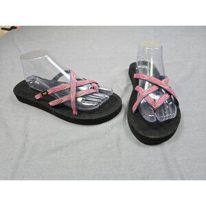 Teva Womens Black & Pink Woven Strap Sandals Size 10